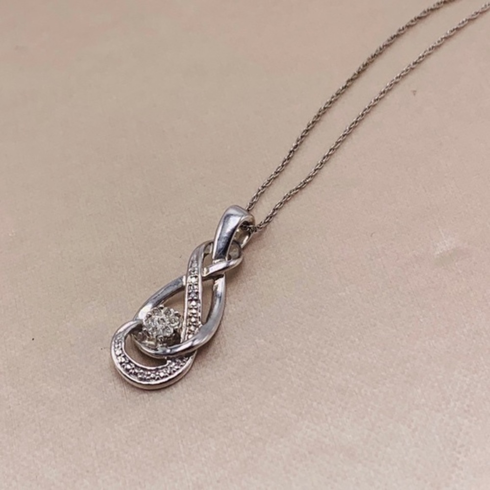 Euc Sterling Silver Double Infinity Loop Diamond - image 8